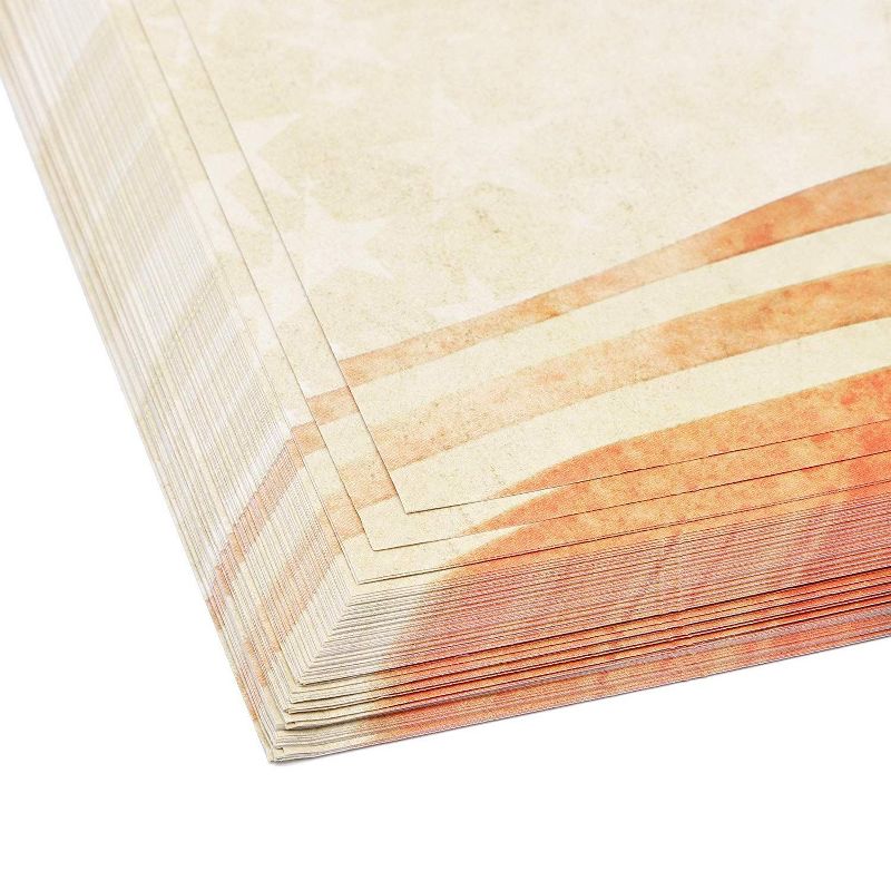 Pipilo Press 96 Sheet Patriotic Letterhead American Flag Stationery Paper, A4 Letter Size 8.5 x 11 in