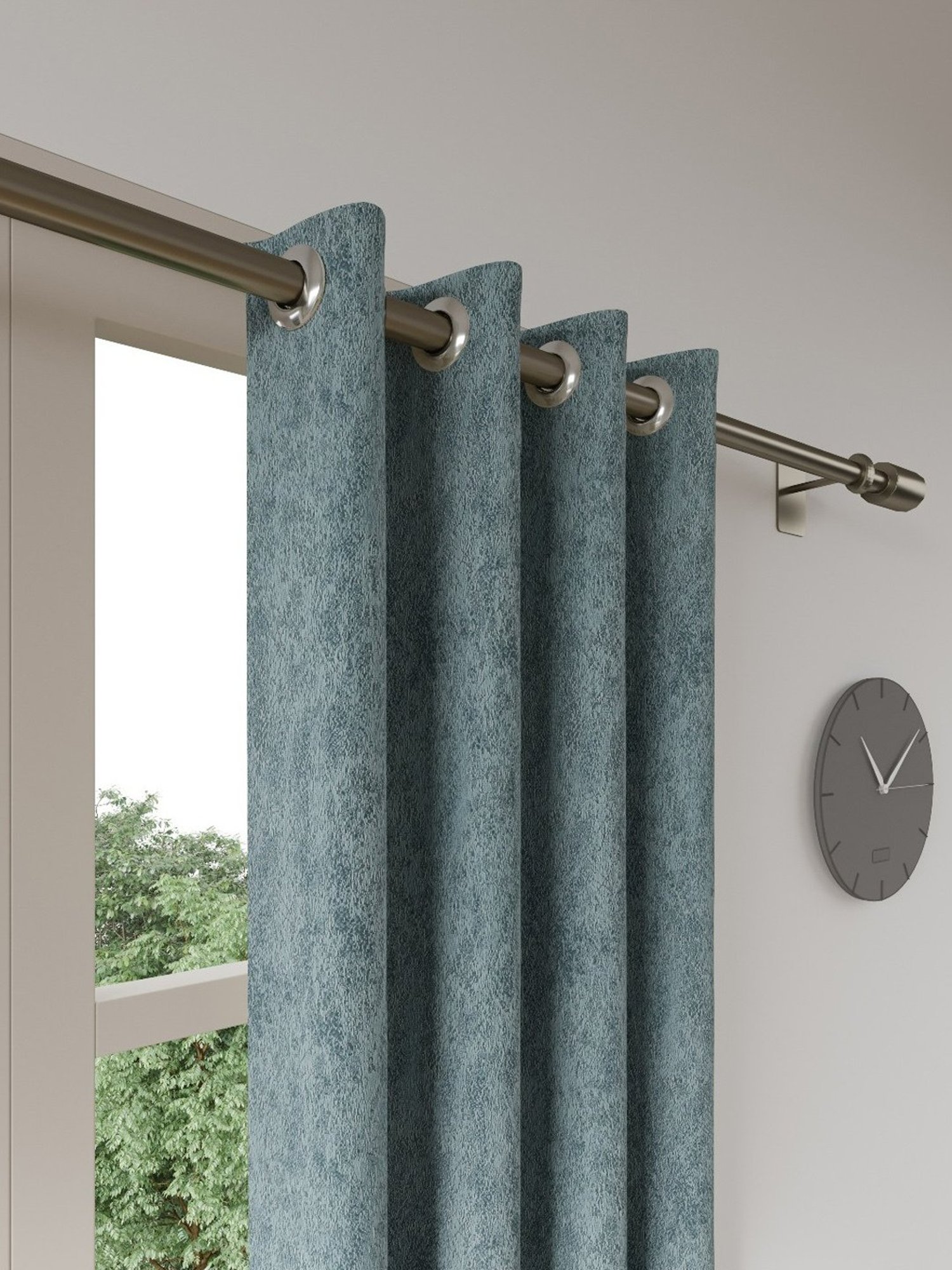 DDecor Blue Self Polyester 9 ft Long Door Curtain