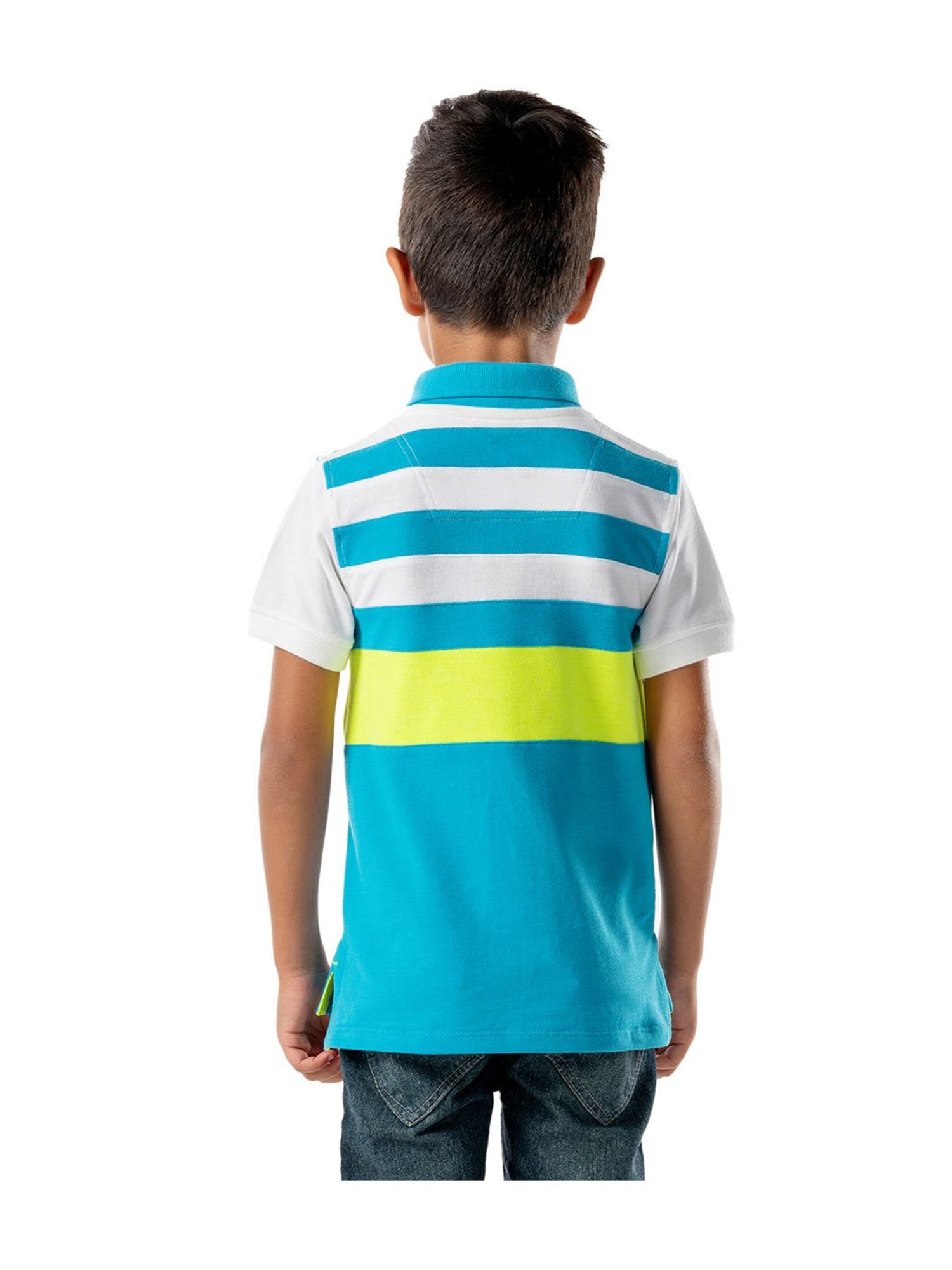 Pantaloons Junior Multicolor Cotton Striped Polo T-Shirt