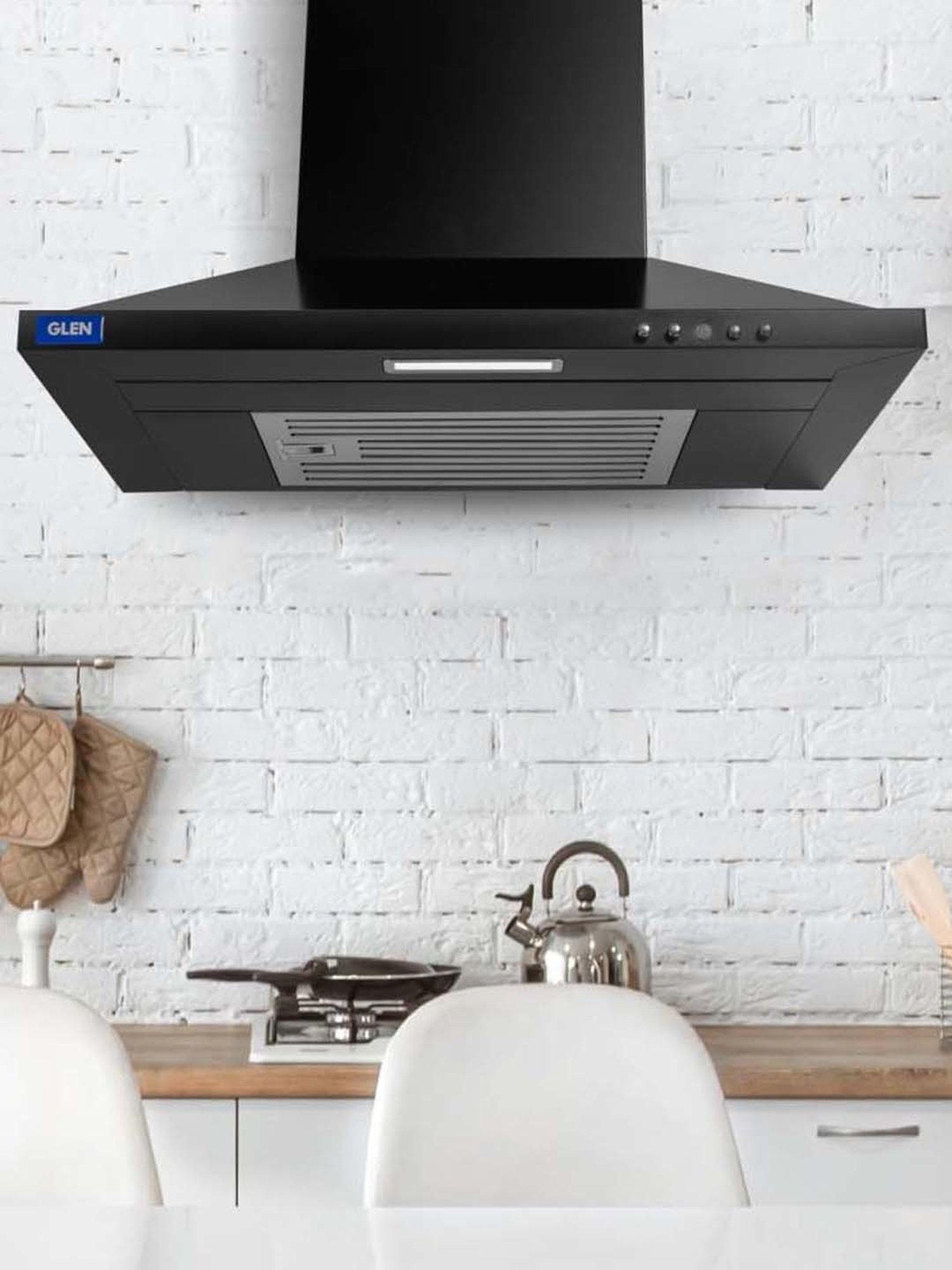 Glen CH6049INBLK60BF 1100CMH 60cm Wall Mounted Chimney (Black)