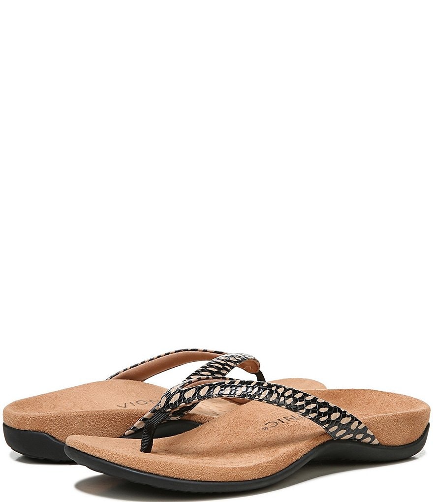 Vionic Dillon Spots Print Leather Flip Flops