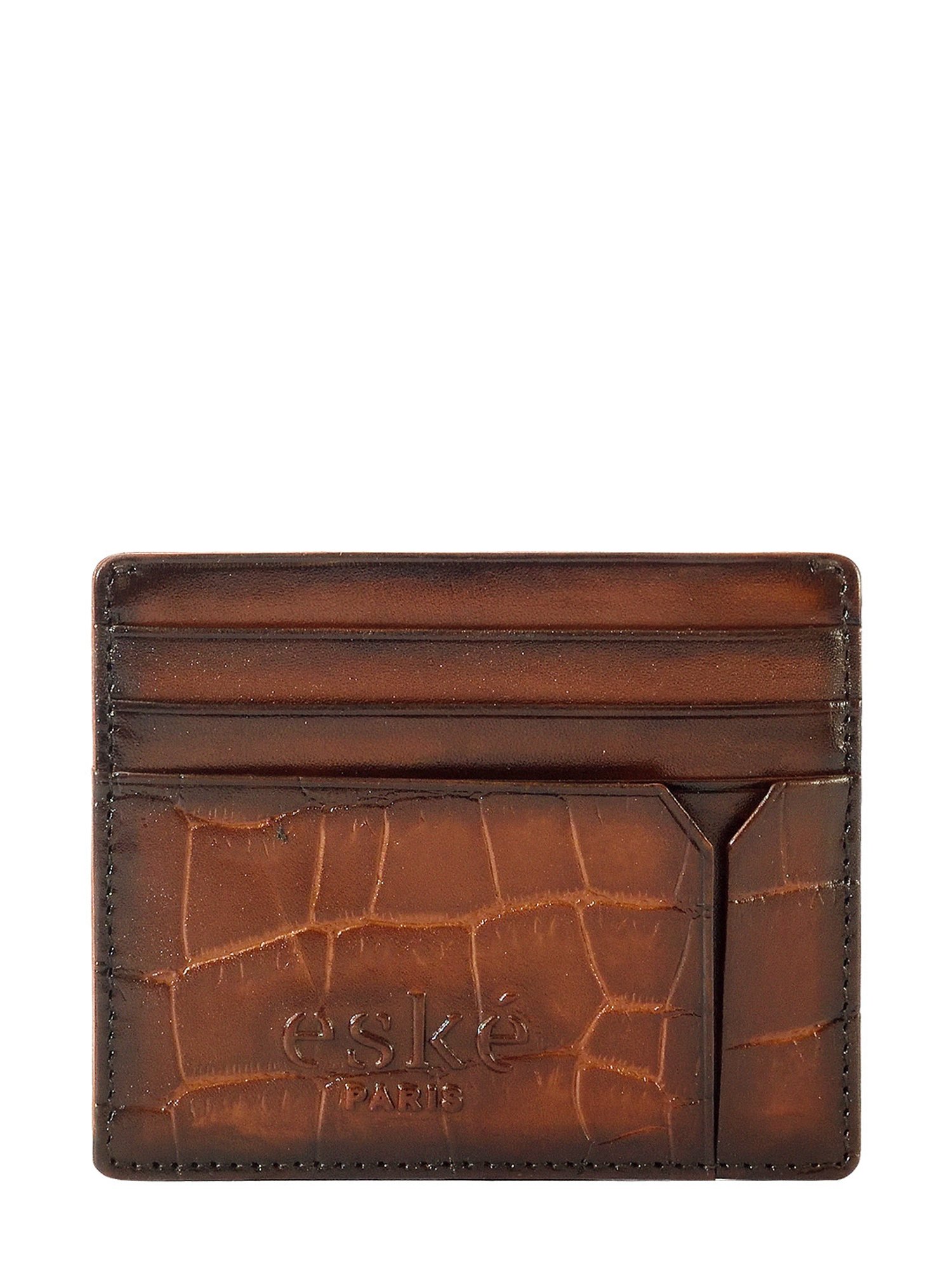 Eske Hanson Tan Textured Leather Card Holder