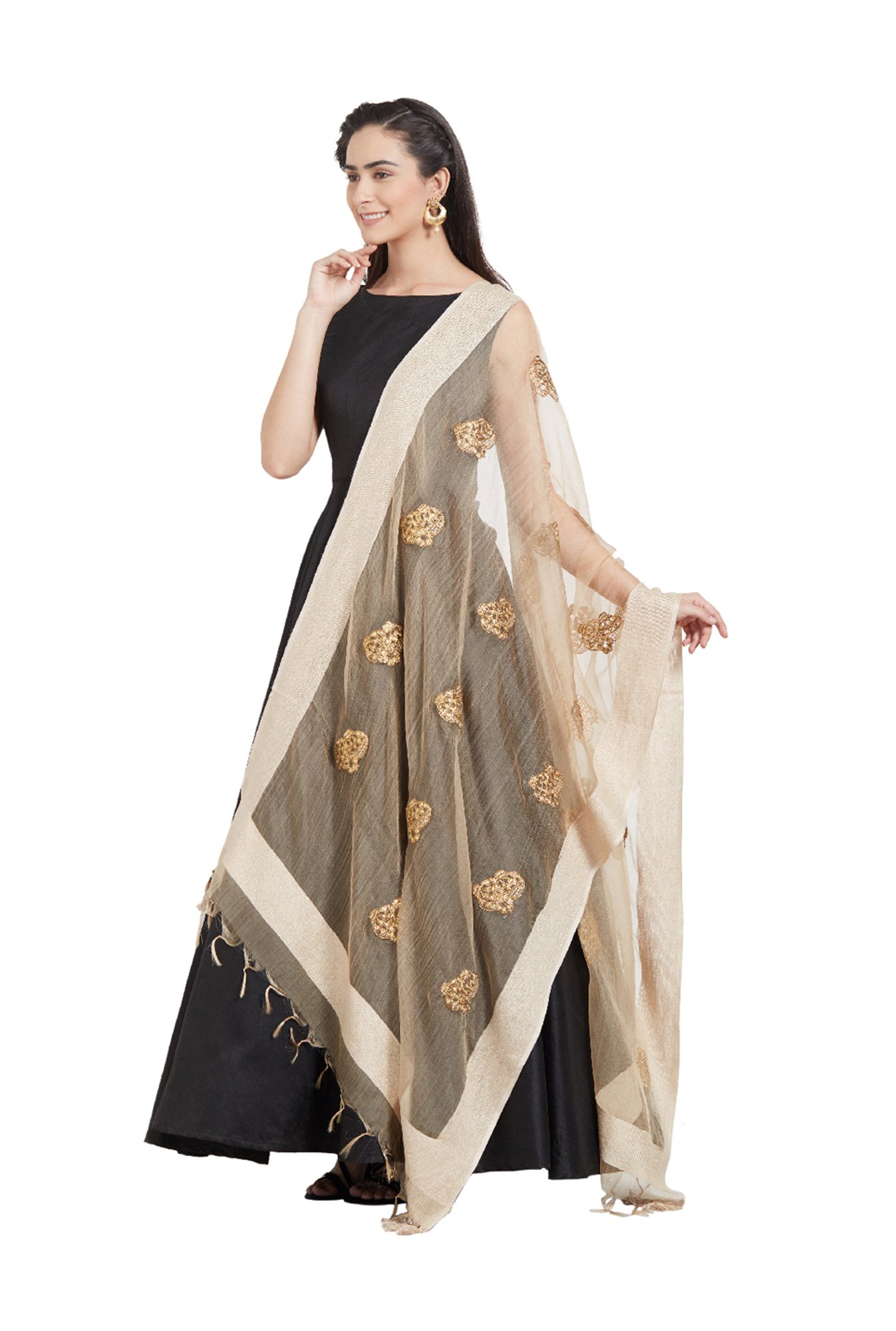 Dupatta Bazaar Beige & Gold Dupatta