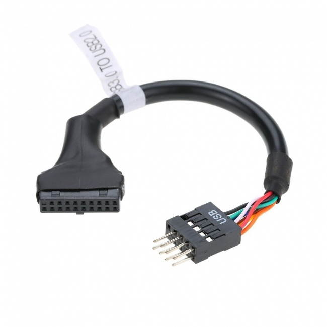 CY 2pcs USB 2.0 9Pin to USB 3.0 20pin Housing Header Female Cable Reversible for Motherboard