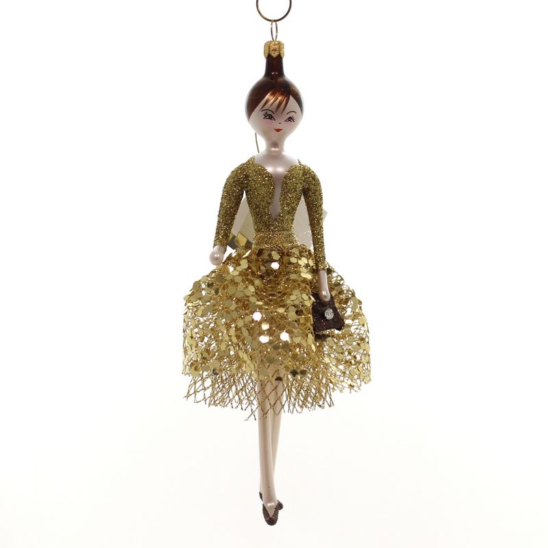 Italian Ornaments 7.0" Lady With Gold Skirt Italian  -  Tree Ornaments