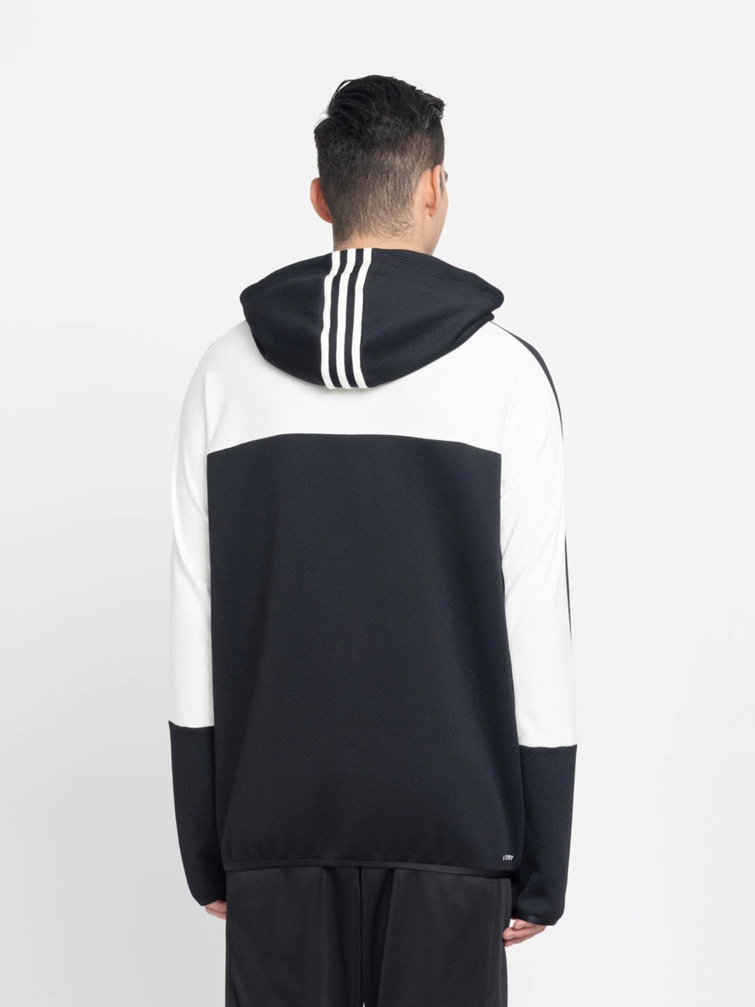 Adidas Black Regular Fit Printed Sports Hoodie
