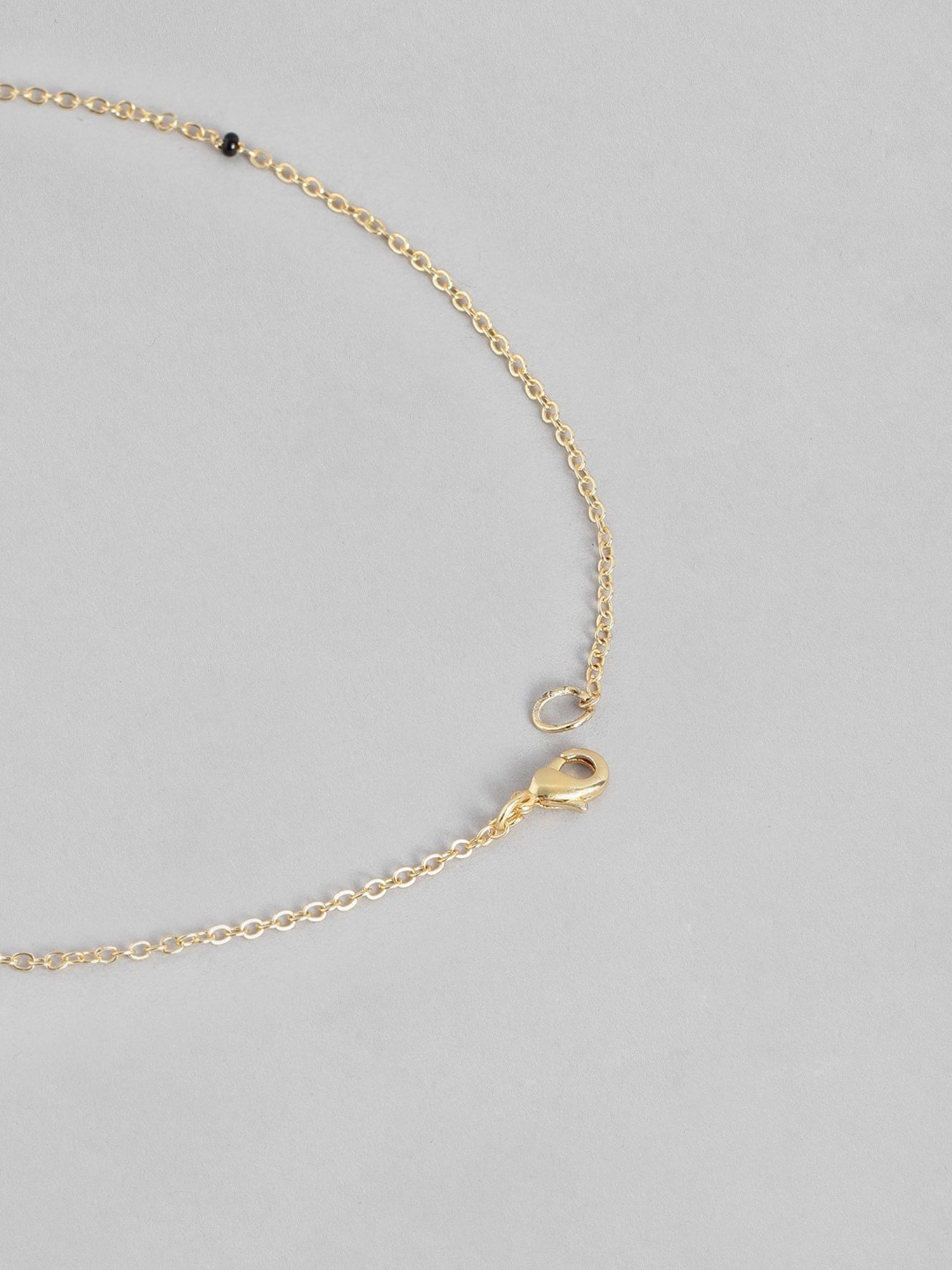 Abdesigns Gold-Plated American Diamond & Black Beaded Mangalsutra