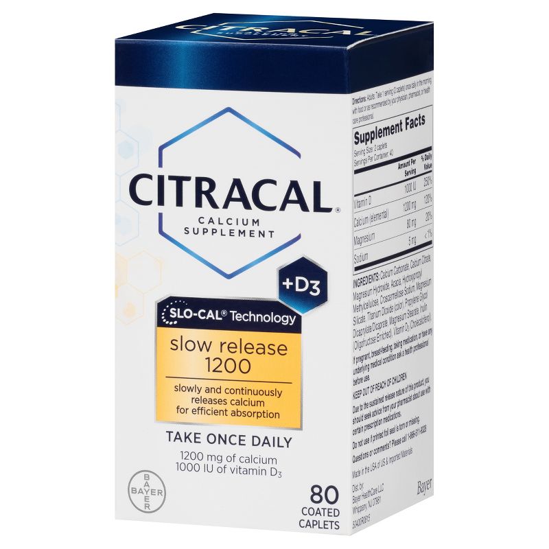 Citracal Calcium & D3 Slow Release Calcium Dietary Supplement Tablets - 80ct
