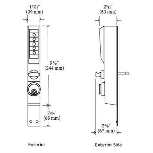 Simplex 3001-55 Duranodic 55 Mechanical Pushbutton Combination Lock With Mortise Cylinder For Narrow Stile Doors (Cylinder, Latch & Strike Not Included)