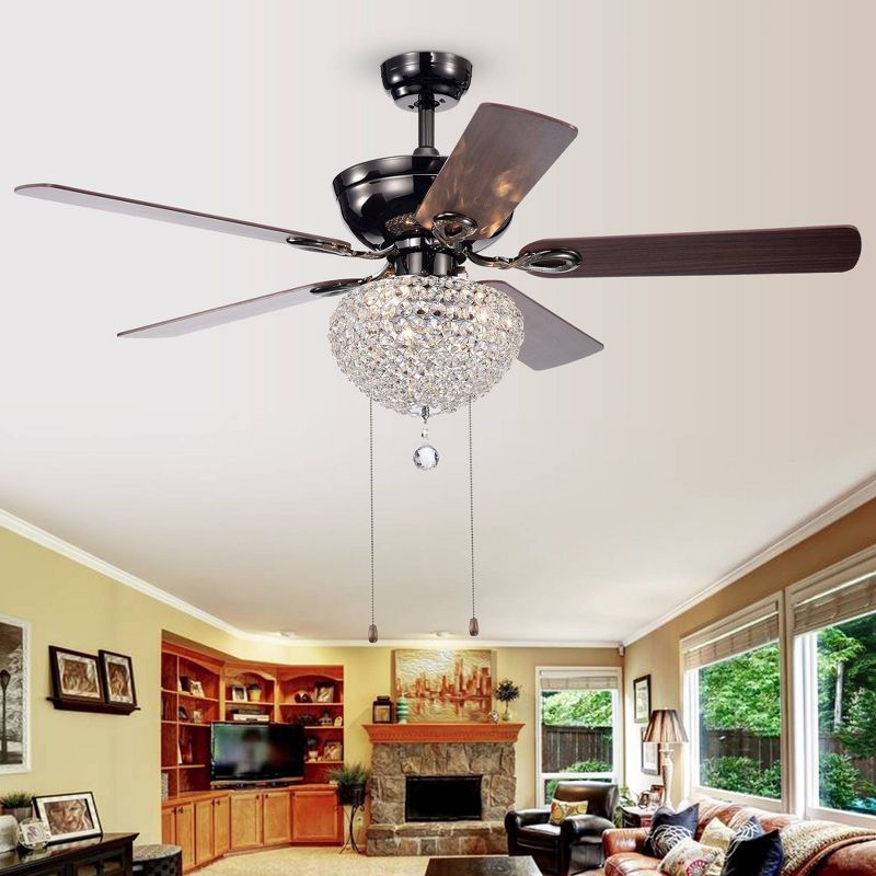 52" x 52" x 22" Taliko Crystal Basket Housing Ceiling Fan Black/Brown - Warehouse of Tiffany