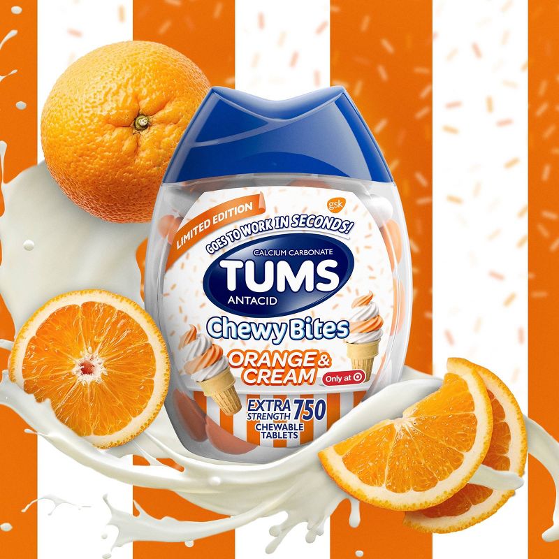 Tums Chewy Bites Orange and Cream Extra Strength Chewable Antacid for Heartburn - 60ct