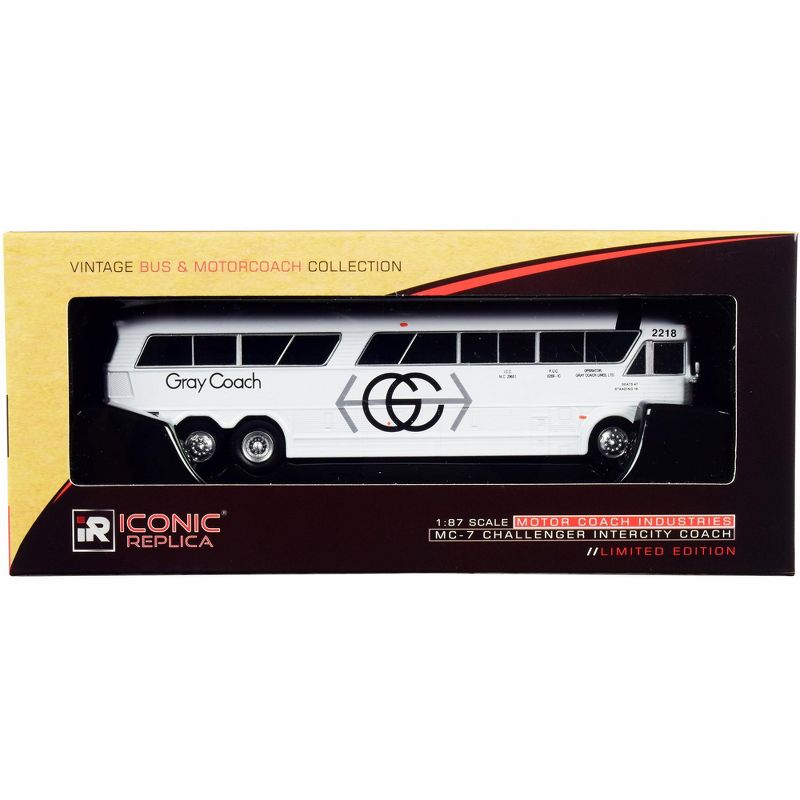 MCI MC-7 Challenger Intercity Coach Bus White "Gray Coach" Toronto - Guelph (Canada) 1/87 (HO) Diecast Model by Iconic Replicas