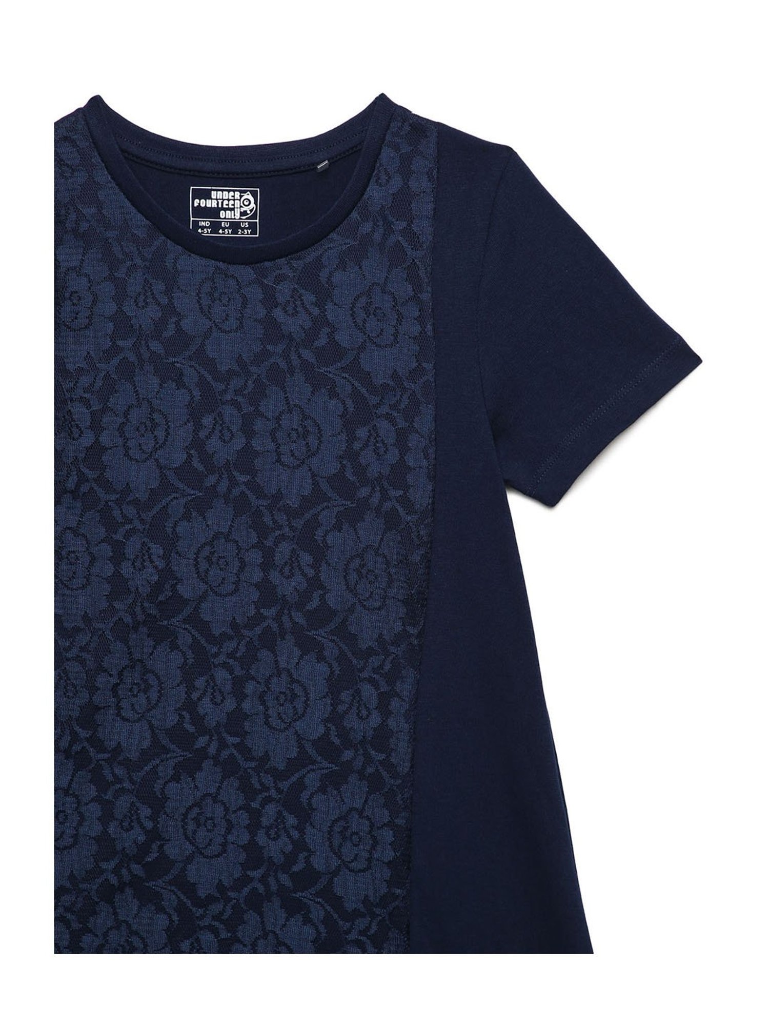 Under Fourteen Only Kids Navy Self Design Dress