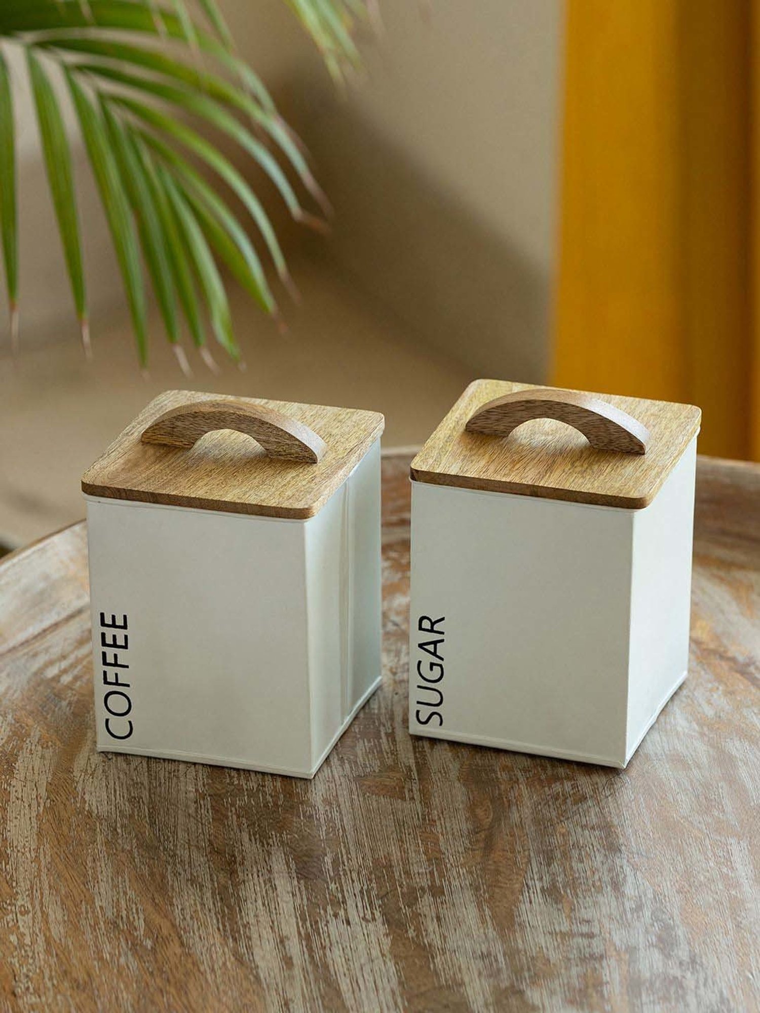 ExclusiveLane White & Light Brown Iron Cuboidal Multi Utility Jars & Containers