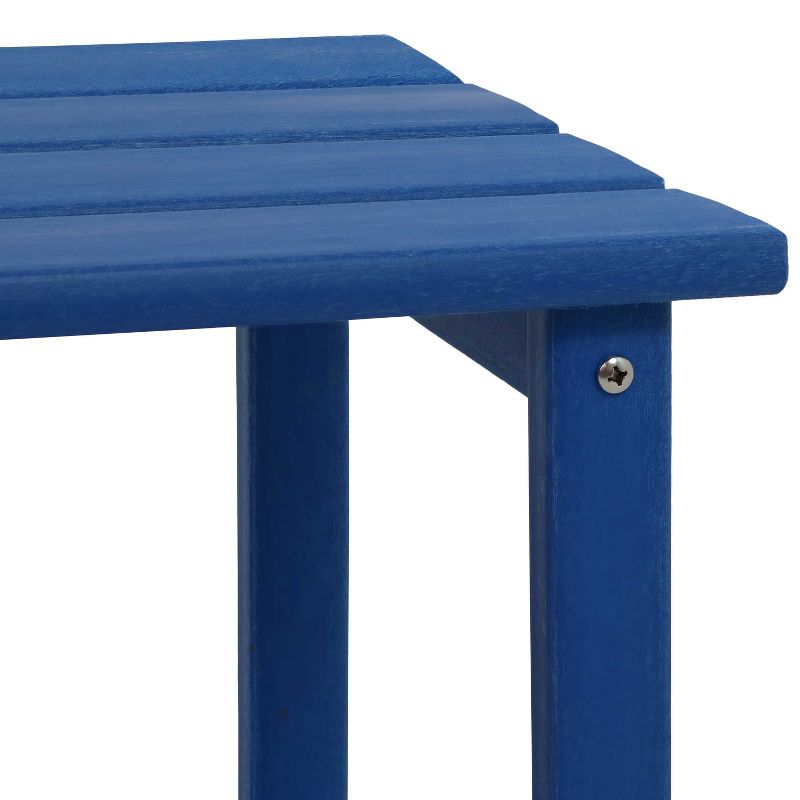 Sunnydaze Faux Wood Design Plastic All-Weather Square Modern Adirondack Side Table, Blue