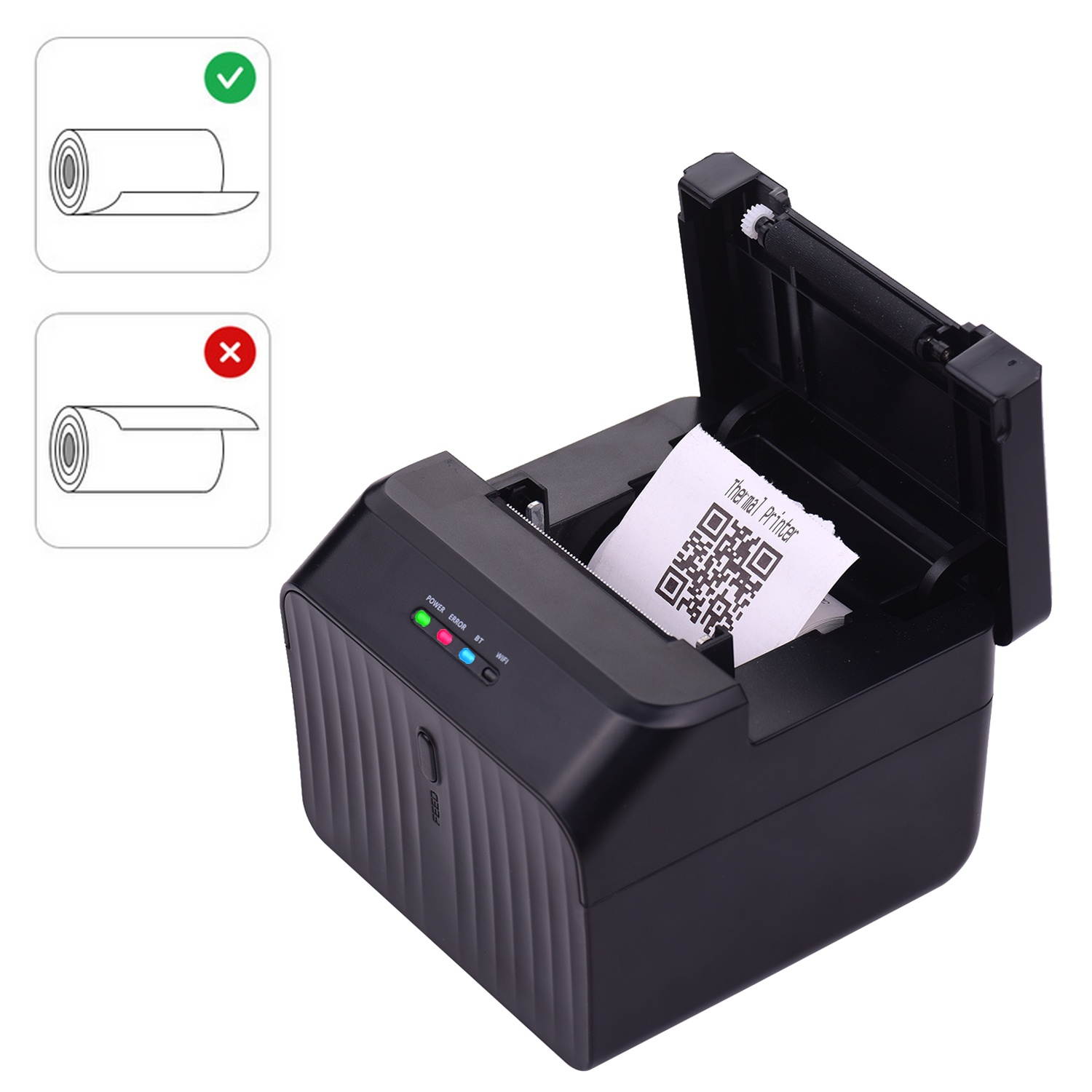 Aibecy Desktop 58mm Thermal Receipt Printer Wired Barcode Printer USB Connection with 2 Rolls Paper Inside Support ESC/POS Command Compatible with Windows Android IOS for Supermarket Store Restaurant