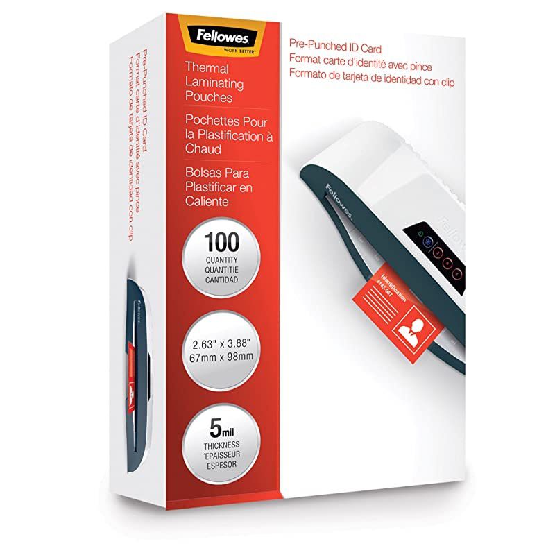 Laminating Pouches, Thermal, ID Tag Punched, 5 Mil, 100 Pack (52016)