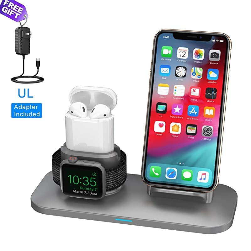 Wireless Charger 3 in 1 Wireless Charger Station for AirPods 21 and iWatches 54321 Qi Fast Wireless Charger Compatible with iPhone1111Pro MaxXRXS MaxXSXBuiltin iWatch Charger