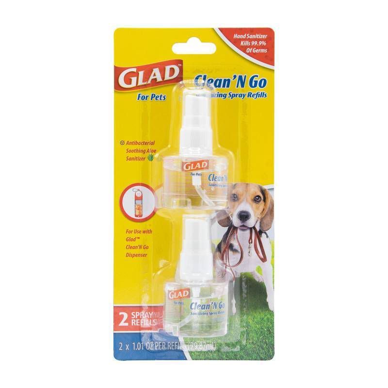 Glad Sanitizing Spray Refills for Clean & Go Dog Waste Bag Dispenser - 2pk