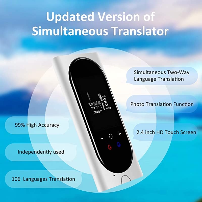 Translator Device Interpreter Device Two Way Voice Translator Support 106 s with Camera WiFi/Recording/PhotoTranslation for Traveling (Black)