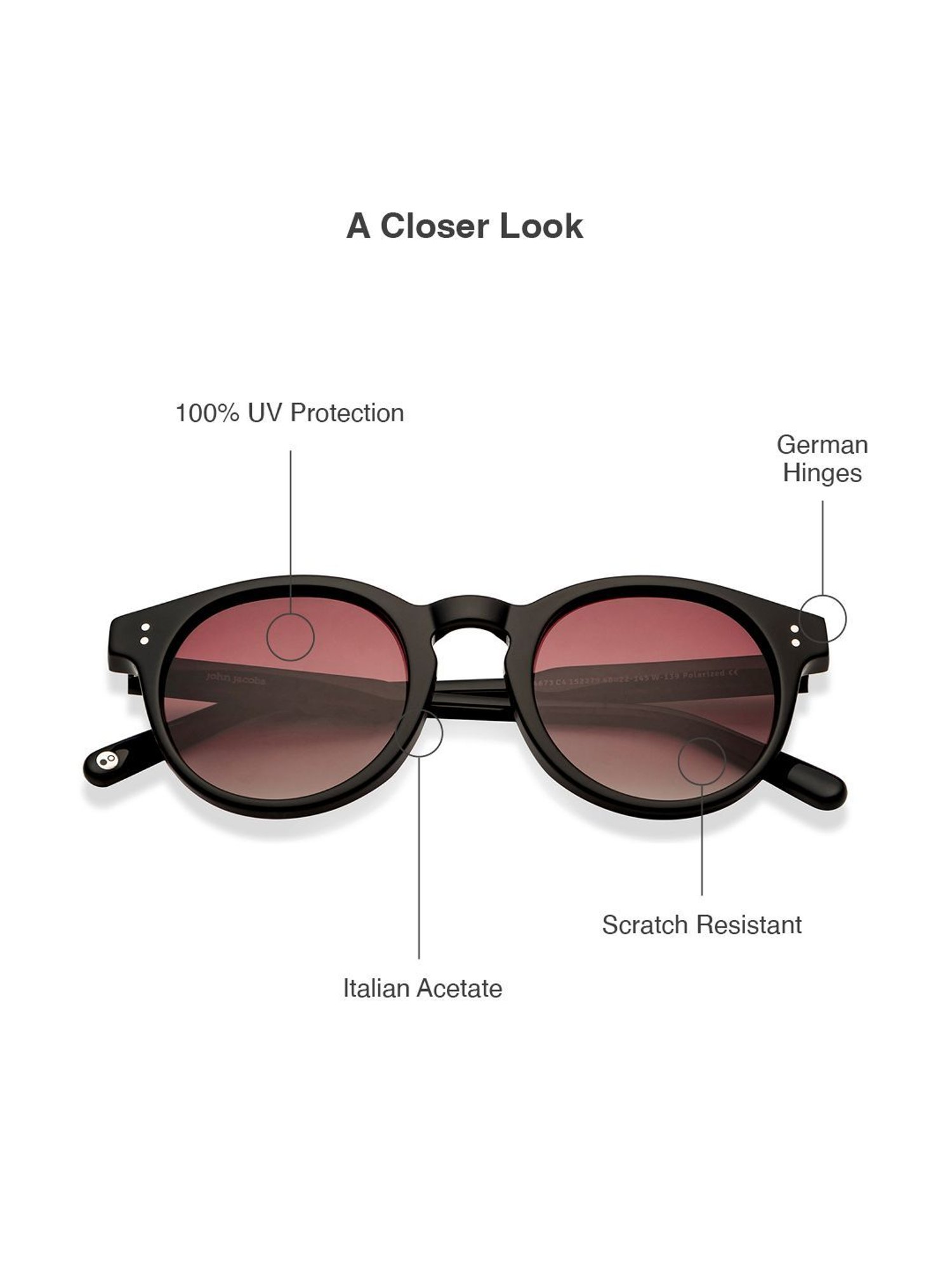 John Jacobs JJ S14673 Pink Polarized Round Sunglasses