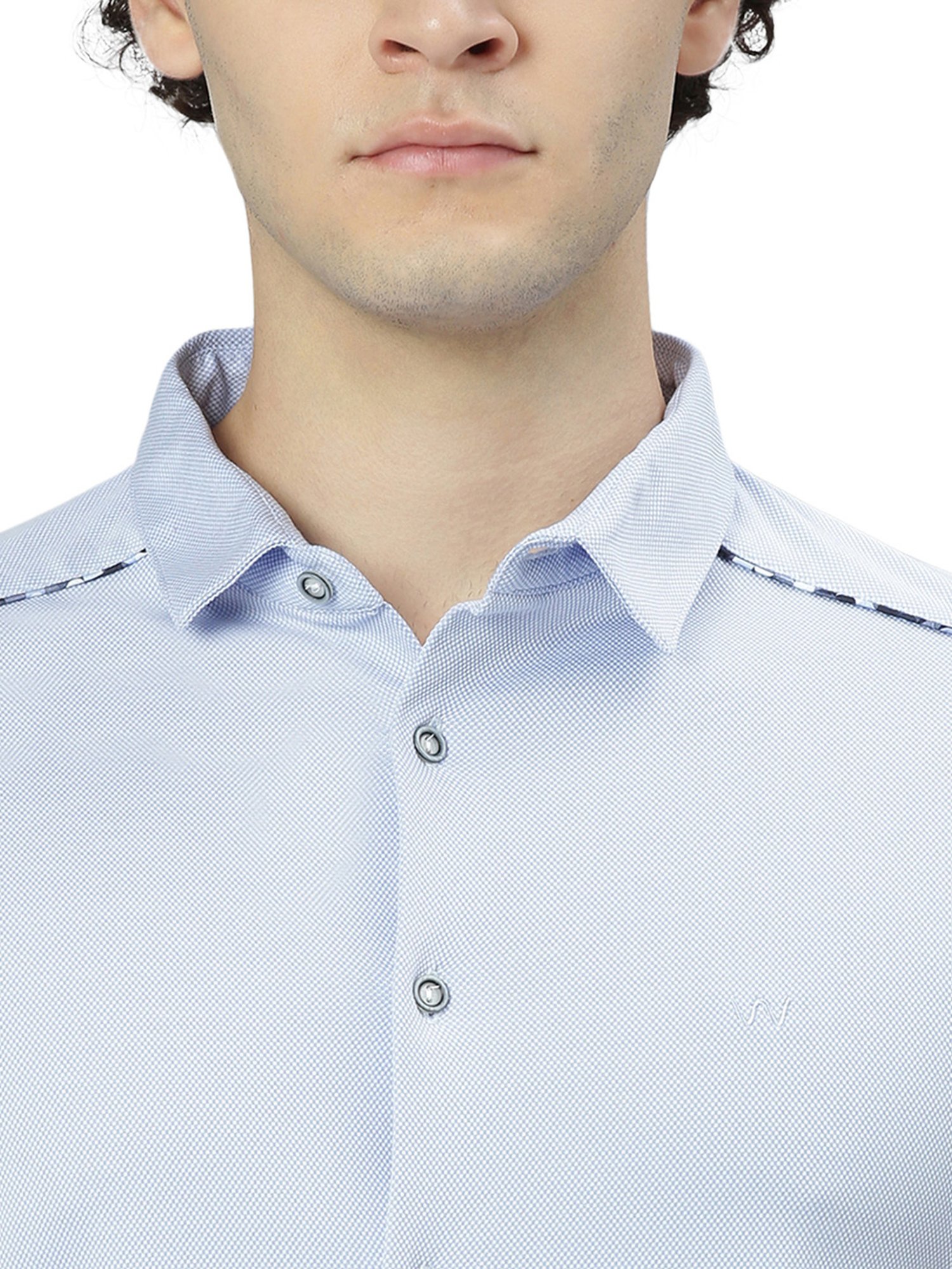 Slowave Sky Blue Regular Fit Printed Shirt