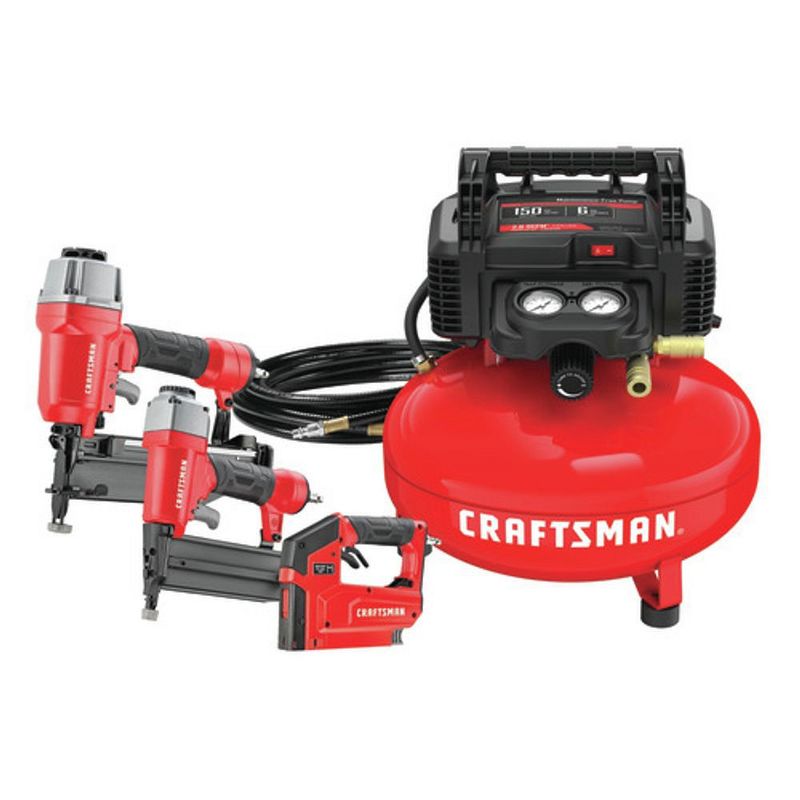 Craftsman CMEC3KITR 0.8 HP 6 Gallon Oil-Free Pancake Air Compressor with 3 Nailers Combo Kit