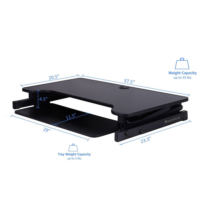 Deluxe Height Adjustable Computer Riser with Mat & Monitor Mount