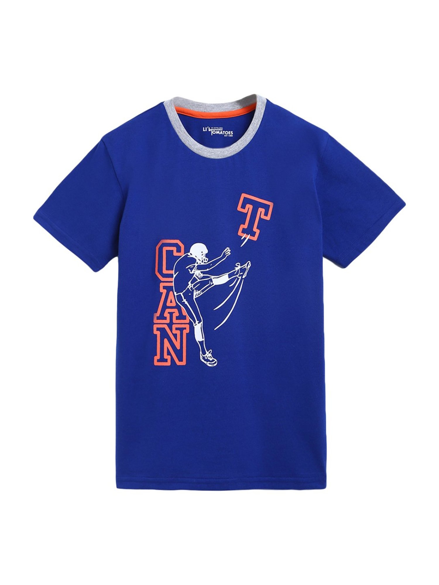 Li'l Tomatoes Kids Royal Blue & Green Cotton Graphic Print T-Shirt - Pack of 2