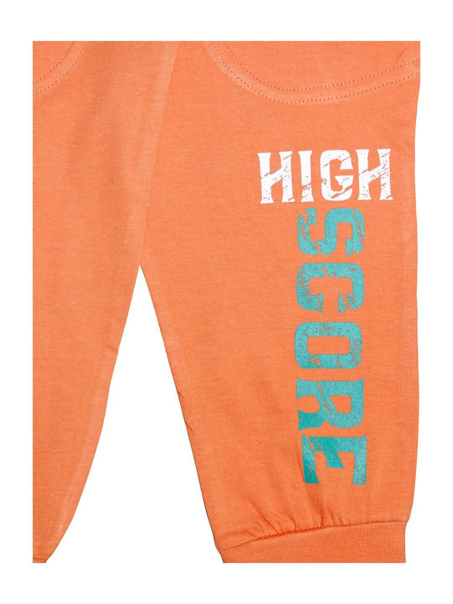 Kiddopanti Boys Orange Printed Trackpants