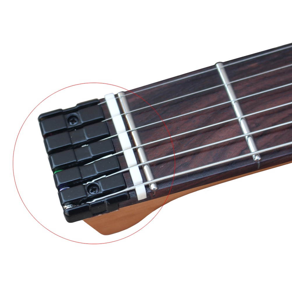 6 String Headless Saddle Bridge Zinc Alloy Strain Plate Bridge for Musical Instrument Guitar (Black)