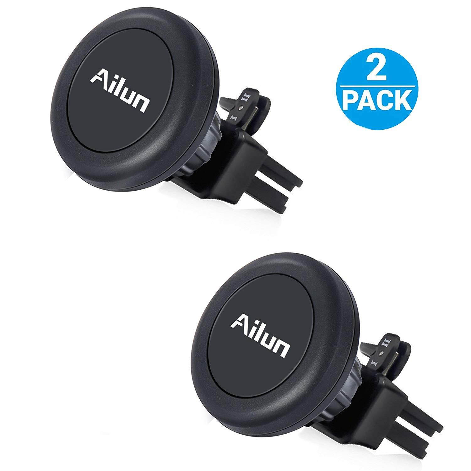 AILUN Car Phone Mount,Magnet Key Clip Holder,Air Vent Magnetic Holder 2Pack Universal Compatible iPhone X/Xs/XR/Xs Max/8/8Plus/7,Galaxy S9/S9+,S8/S8+ S7/S7 Edge,Google,LG,HTC and More[Black]