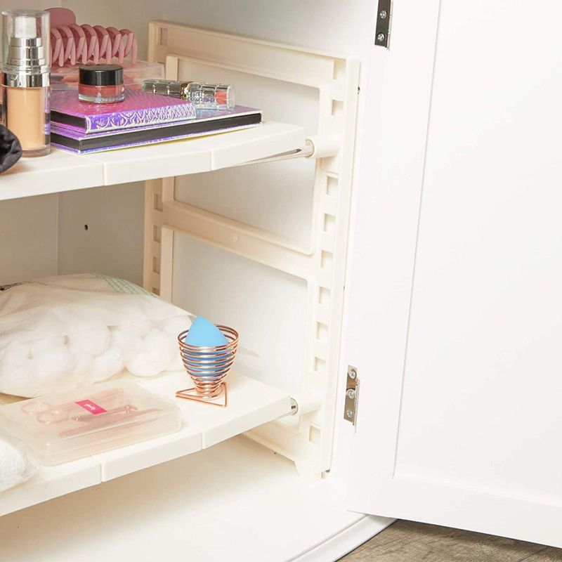 Juvale 2 Tier Under Sink Organizer, Kitchen Cabinet Storage (White, 24.7 x 10.8 x 15.5 In)