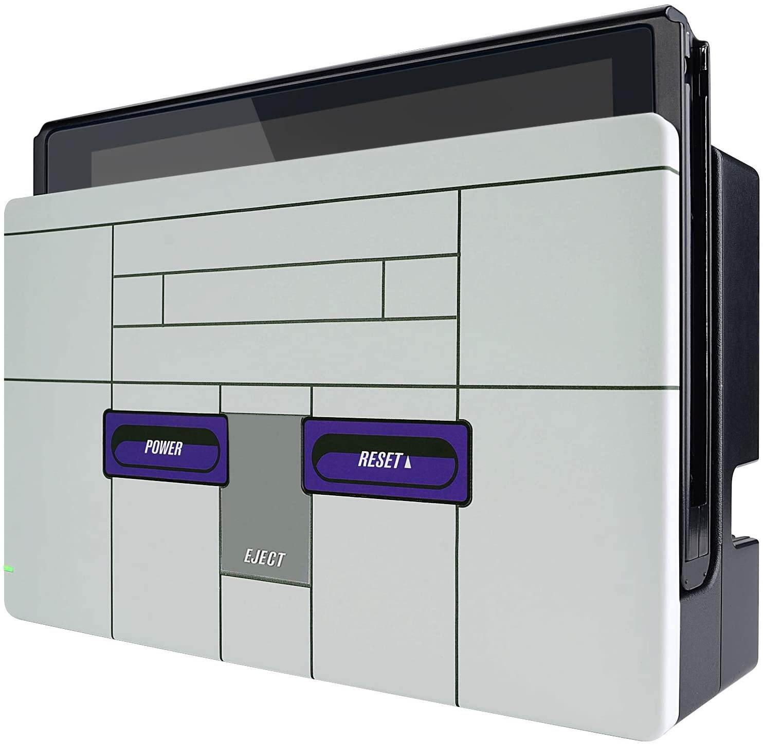 eXtremeRate Custom Soft Touch Grip Faceplate for Nintendo Switch Dock, Classics SNES Style Patterned DIY Replacement Housing Shell for Nintendo Switch Dock - Dock NOT Included