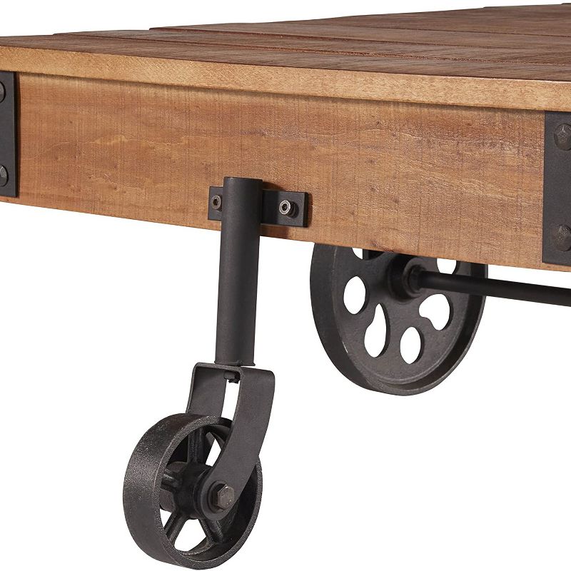 Homelegance Modern Vintage Industrial Factory Collection Living Room Coffee Cocktail Accent Table, Wood and Iron Metal (Rustic Brown and Black)