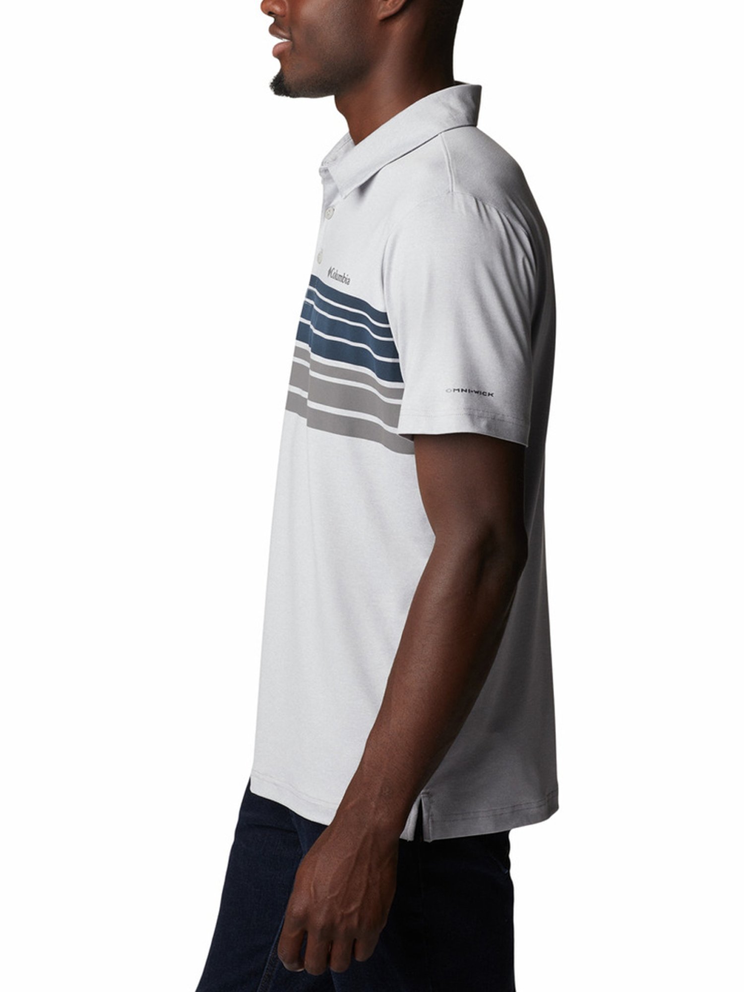 Columbia Men Grey Tech Trail Novelty Polo T-Shirt