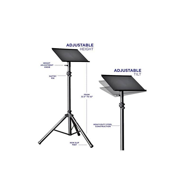 Adjustable 32.3&rdquo; &ndash; 52&rdquo; Laptop DJ Mixer Tripod Stand | Lightweight & Portable 15.3&rdquo; x 12.2&rdquo; Tilted Tri-Pod Tray for Processors, Audio Controllers & Tablets | Raised Edges for Protection