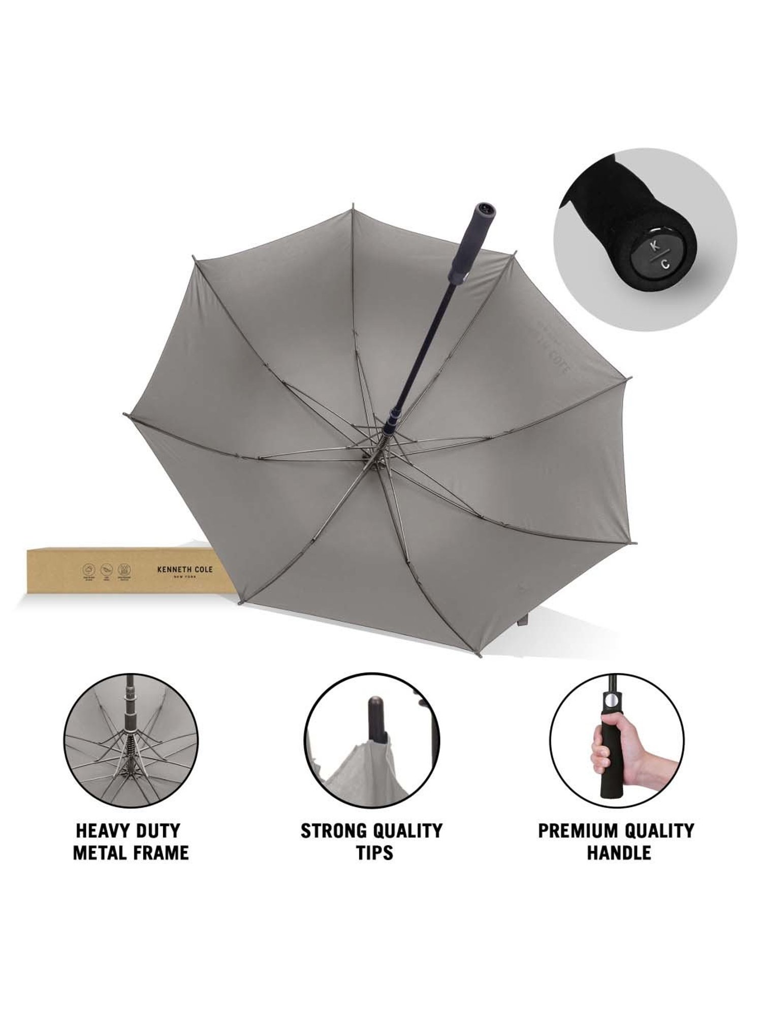 Kenneth Cole Grey Logo Umbrella