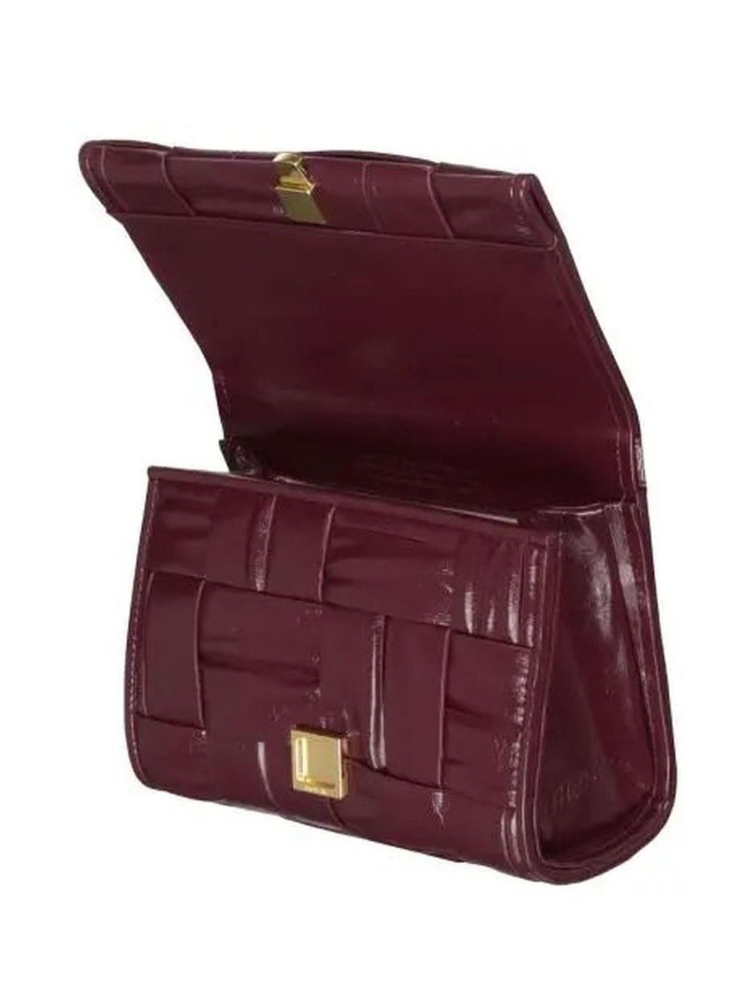 Themoire Marsala Feronia Twist Weaved Shiny Cross Body Bag