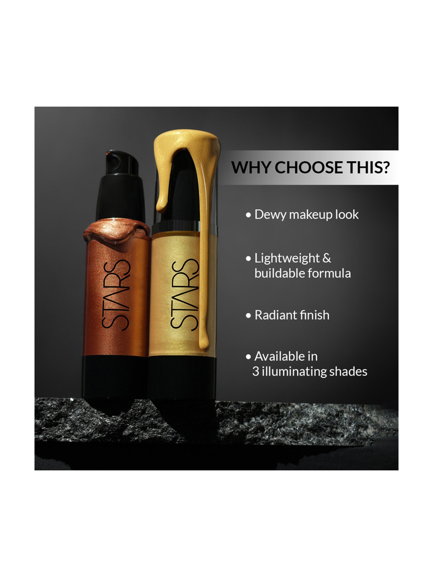 Stars Cosmetics Reflect Illuminator Liquid Highlighter for Cheek Bones Copper - 40 gm