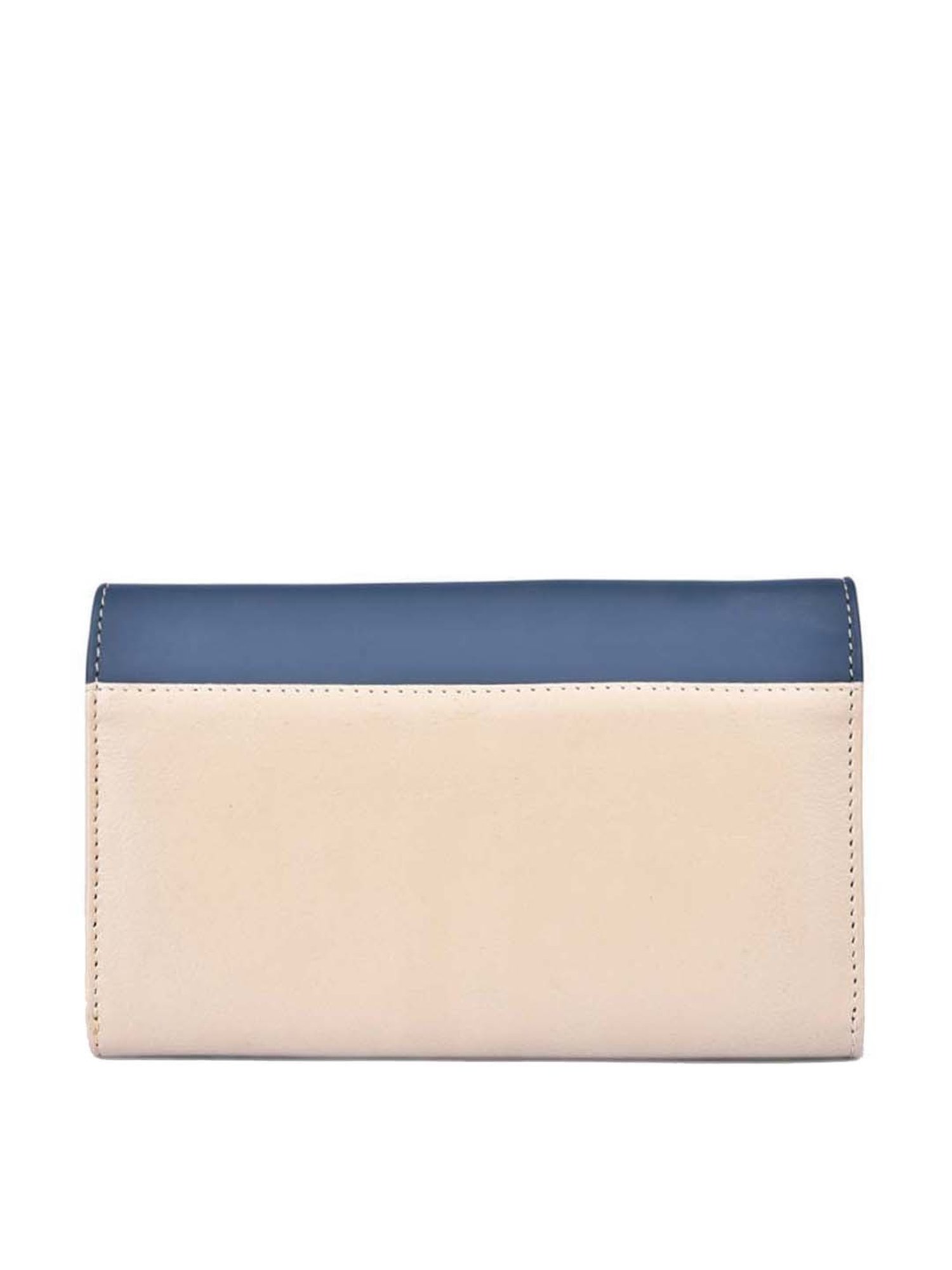 BELWABA Beige & Navy Color Block Wallet for Women