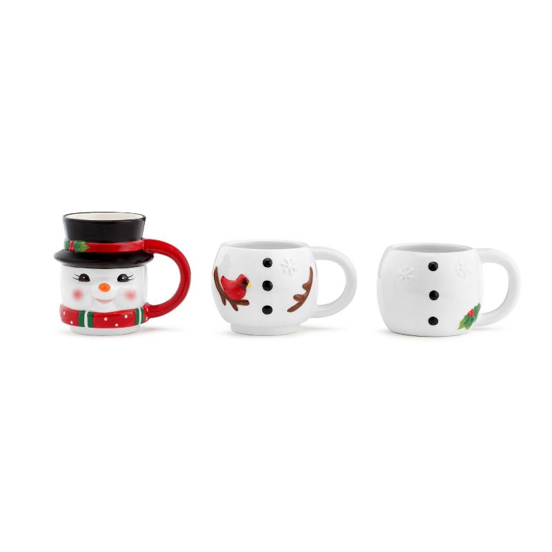 12oz 3pk Ceramic Snowman Stacking Mugs - Mr. Christmas