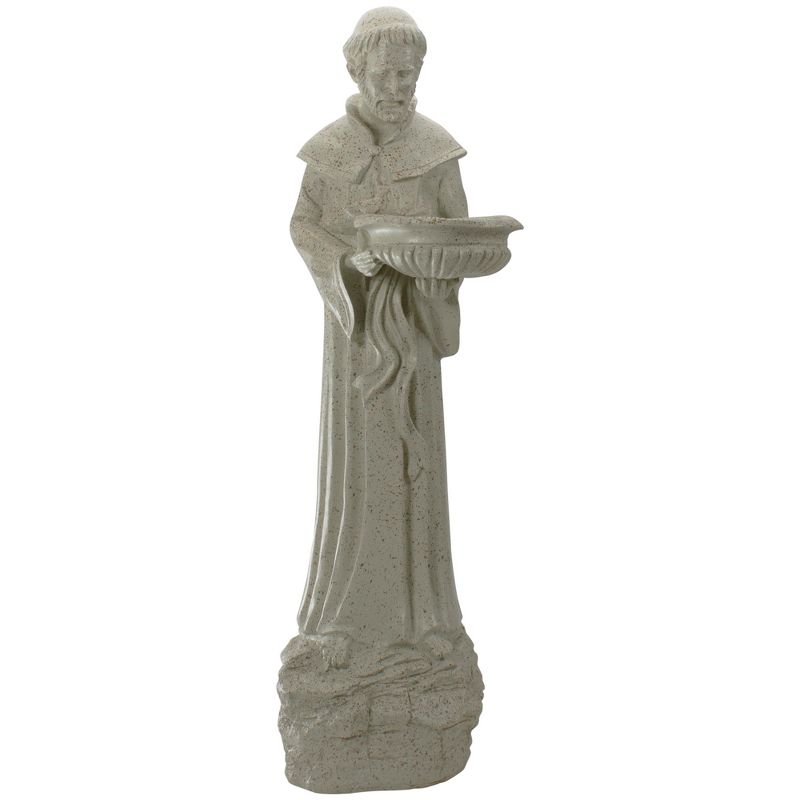 Northlight 23.5" St. Francis of Assisi Speckled Religious Bird Feeder Outdoor Garden Statue