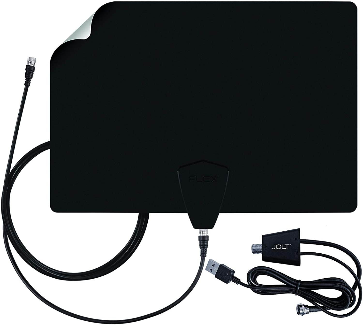 Antennas Direct ClearStream FLEX Amplified TV Antenna, 50+ Mile Range, UHF/VHF, Multi-Directional, Grips to Walls, USB In-Line Amplifier, 12 ft. Coaxial Cable, 4K Ready, Black/White/Paintable - FLEX