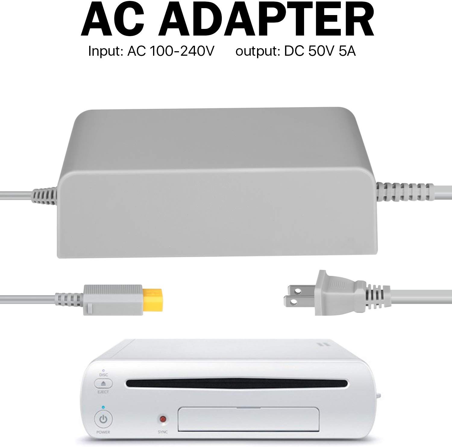 WERLEO Wii U Controller GamePad Charger AC Adapter Power Supply Home Wall Travel Charging Cord Cable Accessories Kit 100-240V US Plug for Nintendo Wii U Gaming Console System