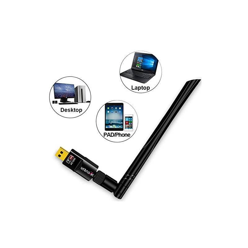 WiFi Adapter 1200Mbps30 Wireless Network WiFi Dongle with 5dBi External Antenna for PCDesktopLaptopMac Dual Band 24G5GSupport Windows 108817VistaXP2000 Mac1061015