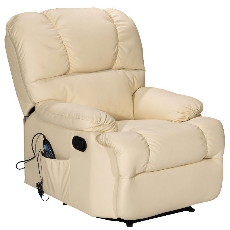 Costway Recliner Massage Sofa Chair Deluxe Ergonomic Lounge Heated W/Control Beige