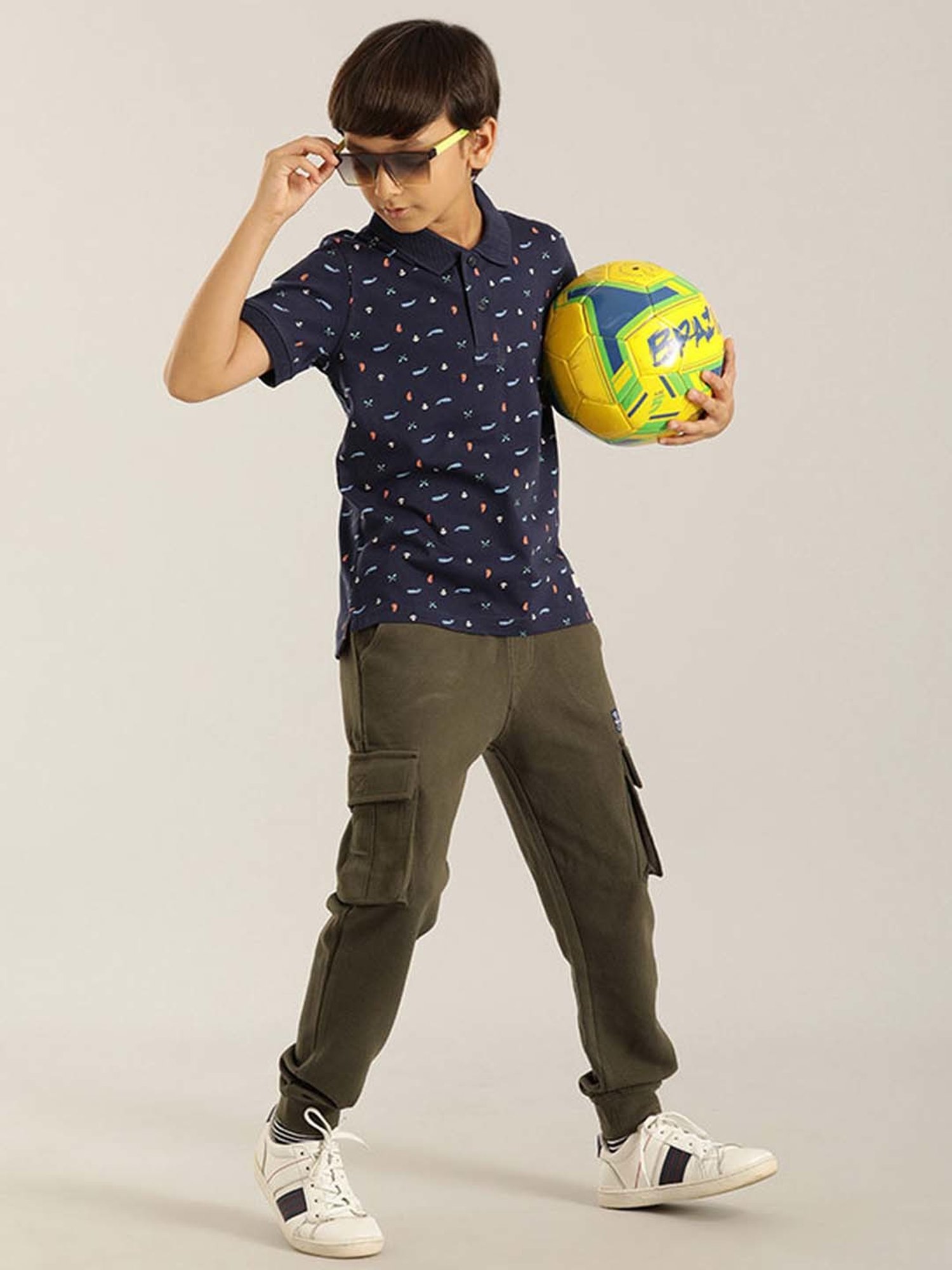 Indian Terrain Kids Green Cotton Regular Fit Joggers