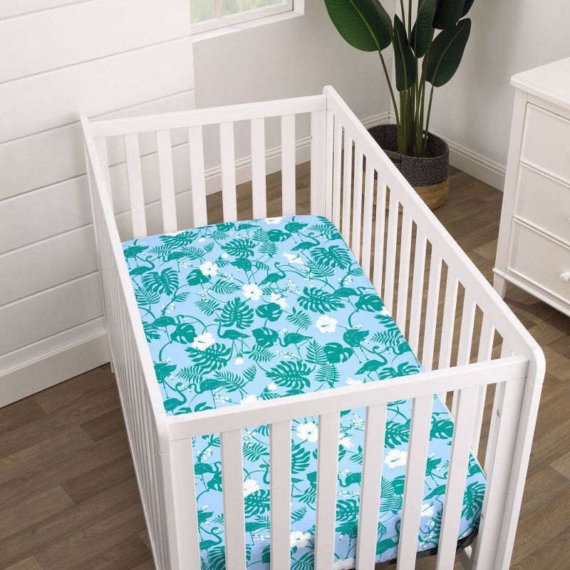 NoJo Green Flamingo Crib Sheet