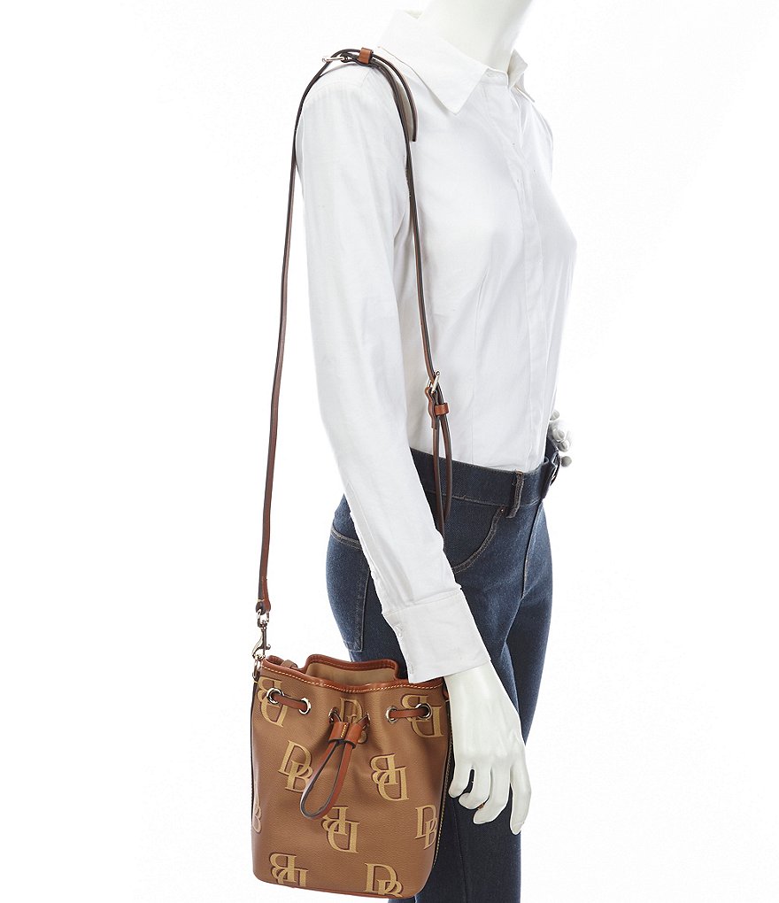 Dooney & Bourke Signature Monogrammed Collection Small Drawstring Bucket Bag